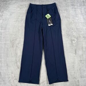 A Putnam Tulip Pant Womens 0 Navy Blue Wide Leg Pintuck Golf Resort Performance